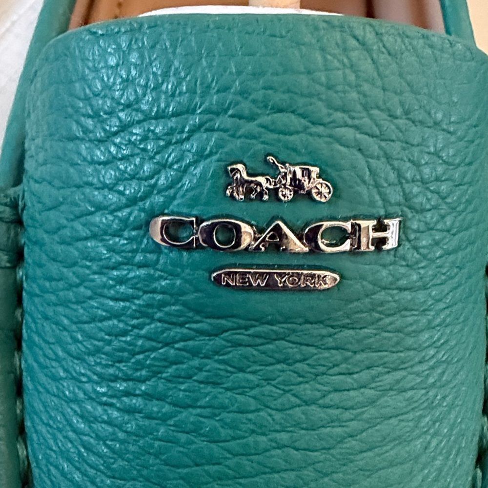 Coach Women's Teal Leather Loafers - Picture 5 of 10